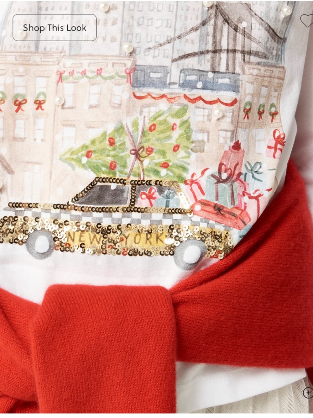 J Crew Crewcuts Girls' long-sleeve NYC holiday graphic T-shirt with sequins - Picture 3 of 7